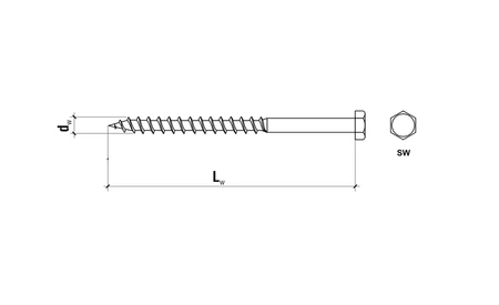 Wkręt do drewna z łbem sześciokątnym A2-70 DIN 571 6x80mm