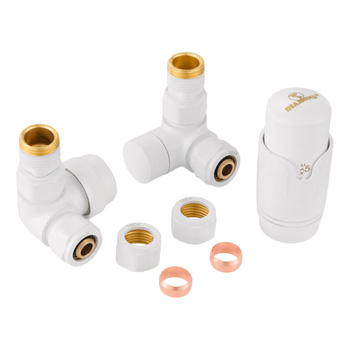 Diamond zestaw grzejnikowy termostatyczny osiowy prawy biały ART.432.P-ZEST.OS.B