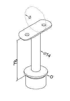 Podpora poręczy 42,4mm wklejana w słupek 42,4x2mm AISI 304 szlif