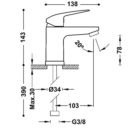 Tres Base Plus bateria umywalkowa chrom 21610303
