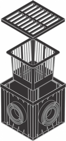 ZMM Maxpol studnia z koszem i kratą PVC 300x300mm A15 grafit 01884