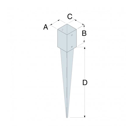 Simpson Strong-Tie kotew ogrodowa wbijana 70x70x750mm PPJET70/70/750G