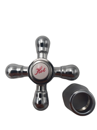 Diamond pokrętło baterii retro chromowane Hot czerwone POK.E-RETRO