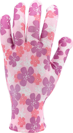 Flo rękawice ogrodnicze rozmiar 8 kolorowe kwiatki 74121