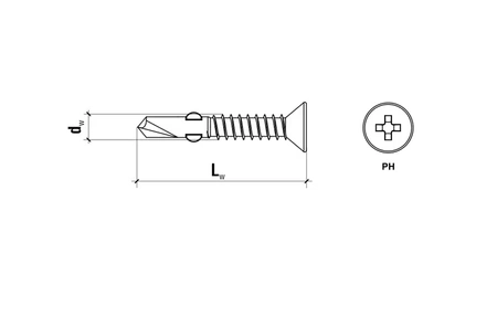 Wkręt-met wkręt samowiercący do mocowania elementów drewnianych do stali PH 4,8x32mm WSDSK-48032