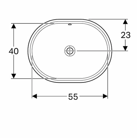 Koło umywalka podblatowa eliptyczna bez otworu z przelewem Variform 55x40cm 500756016