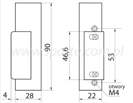 Elektra Plus zaczep elektromagnetyczny R-3 z blokadą lewy 12V ZA-PO-004
