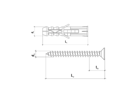 Wkręt-met kołek rozporowy z wkrętem z łbem stożkowym KRX 10x60x60mm KRX-106060