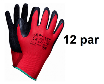 Rękawice ochronne powlekane Gnylex czerwono-czarne 12 par rozmiar 10