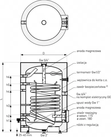 Galmet wymiennik z wężownicą spiralną Tower Skay 200l SGW(S) 26-208000