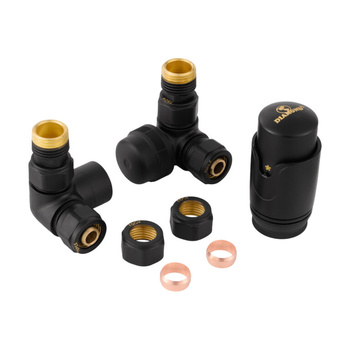 Diamond zestaw grzejnikowy termostatyczny osiowy lewy czarny ART.432.L-ZEST.OS.CZ