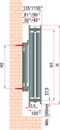 Diamond grzejnik stalowy panelowy 500x800mm z zasilaniem bocznym i wieszakiem 22-500x0800