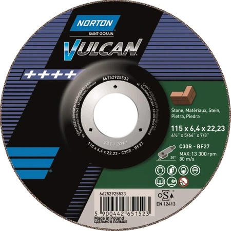 Norton tarcza tnąca Vulcan Beton C30R-BF27 115x6,4x22,23mm 66252925533