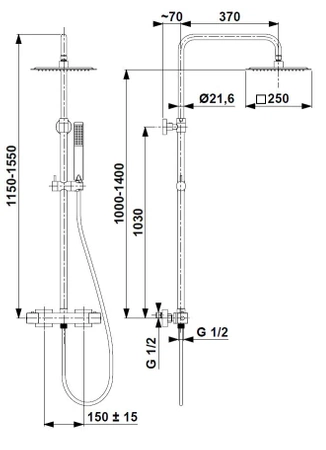 KFA Armatura deszczownia Logon Premium Black z baterią termostatyczną 5746-920-81