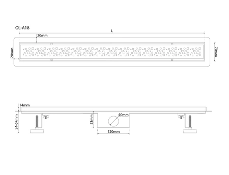 Sea-Horse odwodnienie liniowe kwadraty 70mm OL-A18-70