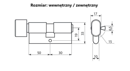 Gerda wkładka profilowa WKE1 z gałką 50/30 mosiądz blister 0WKE1G05030.98030B