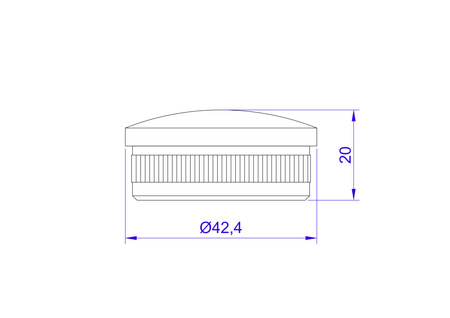 Zaślepka wypukła wbijana w rurę 42,4x2mm AISI 304 szlif