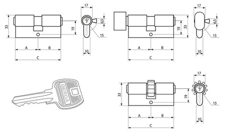 Gerda wkładka profilowa WKE1 z gałką 50/30 mosiądz blister 0WKE1G05030.98030B