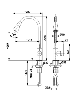 KFA Armatura bateria zlewozmywakowa Rumba Duo chrom/beż z elastyczna wylewka 6553-925-51