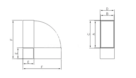 Dospel łącznik kolano płaskie poziome D/KPO 110x55 007-0225
