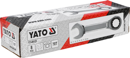 Yato zestaw kluczy płasko-oczkowych z grzechotką 8 szt YT-49123