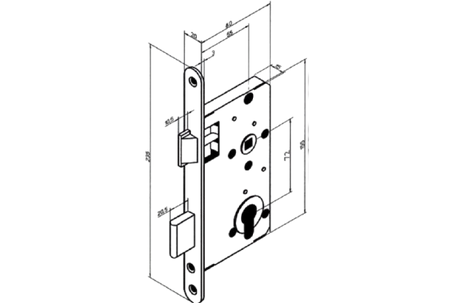 Assa Abloy Zamek 72/55 lakier fiński bez zaczepu lewy klucz 2-9009
