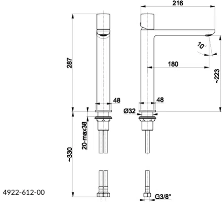 KFA Armatura bateria umywalkowa Morganit stojąca nablatowa chrom 4922-612-00