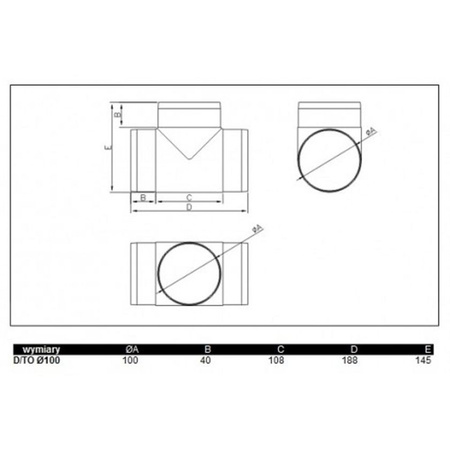 Dospel łącznik trójnik okrągły D/TO 100 007-0218