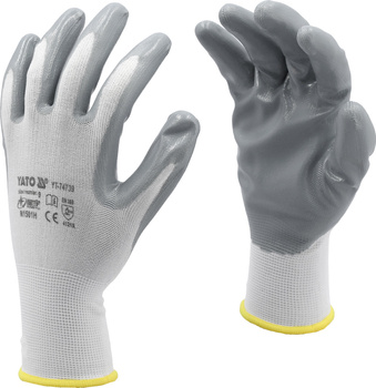 Yato rękawice robocze nylon nitryl białe rozmiar 10 YT-7474
