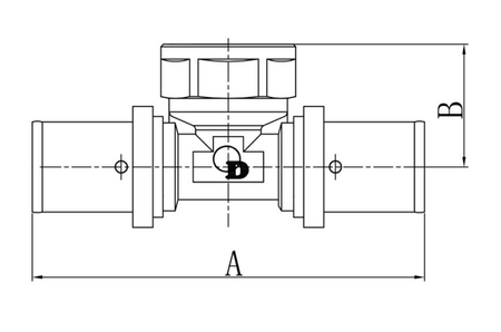 Diamond trójnik PEX-AL-PEX 20x1/2x20 zaprasowywany gwint wewnętrzny mosiądz FZZ-008.1/2X20X20.TD