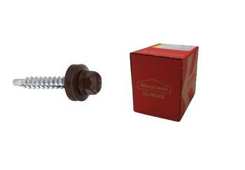 Wkręt-Met wkręt samowiercący z podkładką EPDM do mocowania blach do podłoża drewnianego RAL8017 4,8x35mm 250sztuk WFD-48035-8017