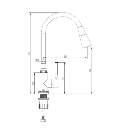 Invena Pogo plus bateria zlewozmywakowa stojąca czarna elastyczna wylewka BZ-80-P04