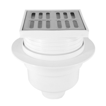 DES Group kratka kanalizacyjna regulowana fi50 10x10cm metal biała dolna