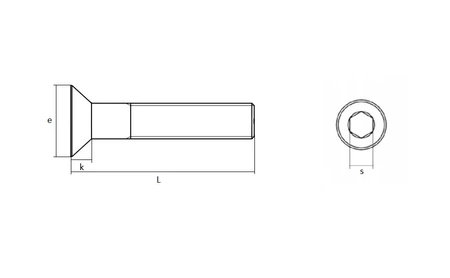 Śruba imbusowa stożkowa ocynk klasa 10,9 DIN 7991 M08x30