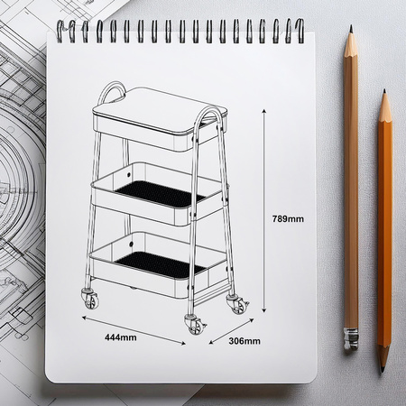 AWD Interior regał łazienkowy na kółkach czarny/drewno AWD02041822