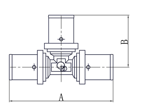 Diamond trójnik PEX-AL-PEX 25x20x16mm zaprasowywany mosiądz FZZ-009.25X20X16.T-3