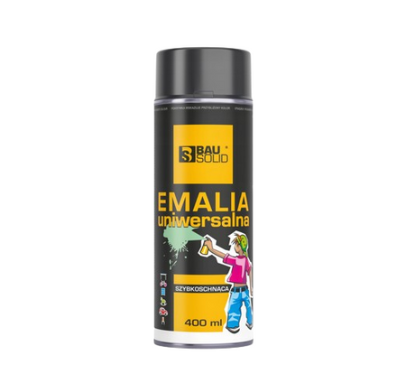 BauSolid emalia uniwersalna w sprayu czarny połysk RAL 9005 400ml