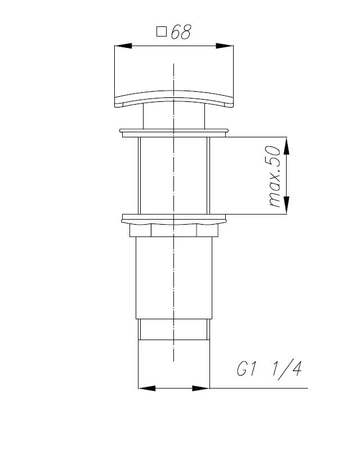 KFA Armatura korek klik-klak Black kwadratowy z przelewem 660-454-81