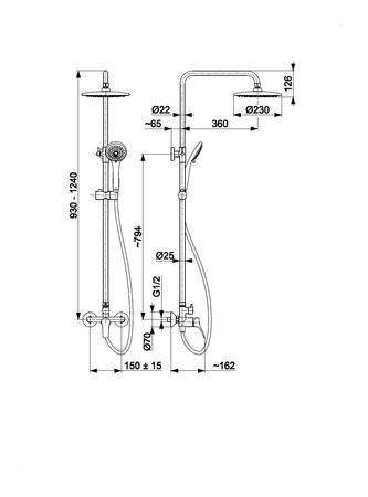 KFA Armatura deszczownia Morris z baterią natryskową chrom 5246-910-00