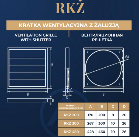 Dospel kratka wentylacyjna RKŻ 300 aluminiowa 007-7617