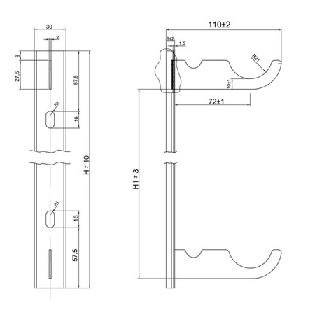 Diamond wieszak grzejnika aluminiowego H-350 2szt./kpl WIESZAK.AL. H-350*2