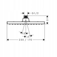 Hansgrohe deszczownica prostokątna chrom Hansgrohe VERNIS SHAPE 26281000