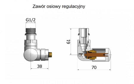 Vario Term zestaw zaworów regulacyjny i odcinający VISION lewy chrom VIR02L