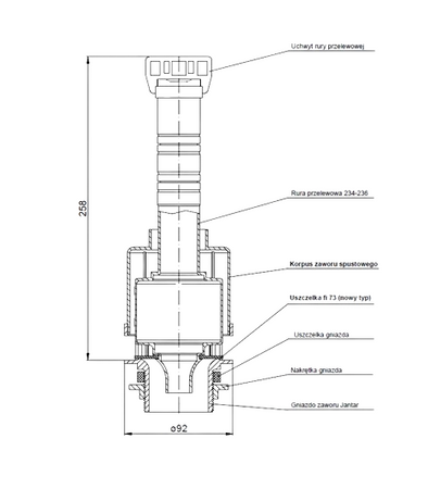 Inter Sano zawór spustowy długi