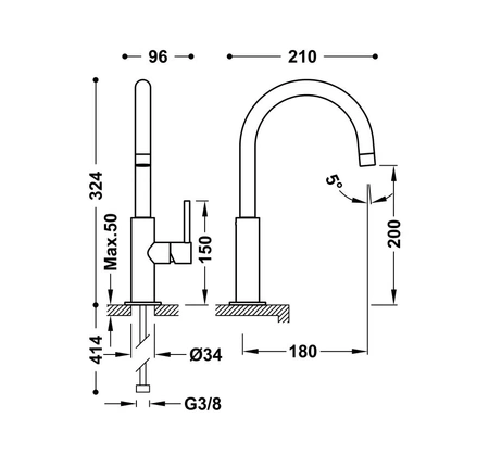 Tres Study Colors bateria umywalkowa złoty mat 26290402OM