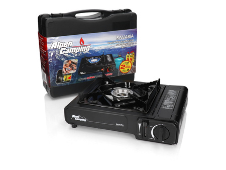 Zestaw Alpen Camping kuchenka turystyczna Bavaria gazowa + 4x gaz kuchenkowy ElicoCamp 220g