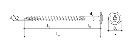 Wkręt-Met wkręt konstrukcyjny WKCP 8x380mm z łbem podkładkowym i gniazdem torx 50 sztuk WKCP-08380