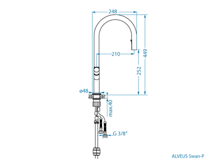 Alveus bateria zlewozmywakowa Swan czarna z wyciaganą wylewka 1150908