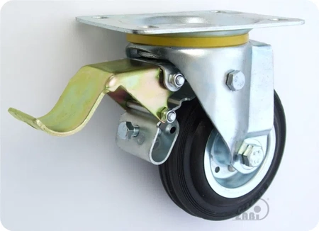Zabi koło metalowo-gumowe 125 w obudowie skrętnej z hamulcem symbol 25H