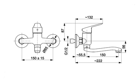 KFA Armatura bateria umywalkowa Sparc Black ścienna 5410-810-81